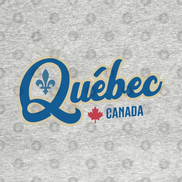 Quebec Canada Classic Athletic Script Blue by TGKelly